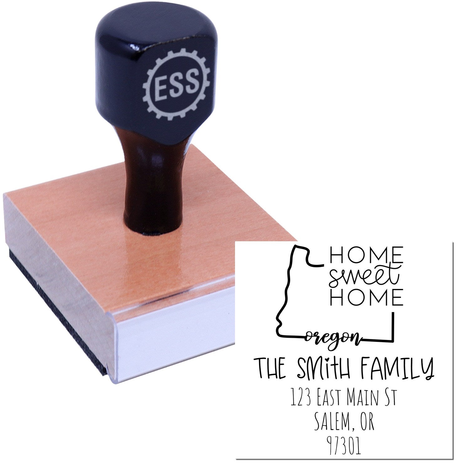 Wood Handle Oregon Home Sweet Home Customized Mailing Stamp - Engineer Seal Stamps