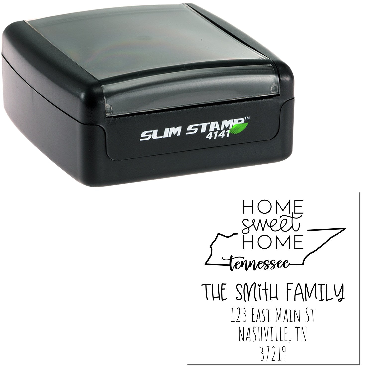 Slim Tennessee Home Sweet Home Customized Address Label Pre-Inked Stamp - Engineer Seal Stamps