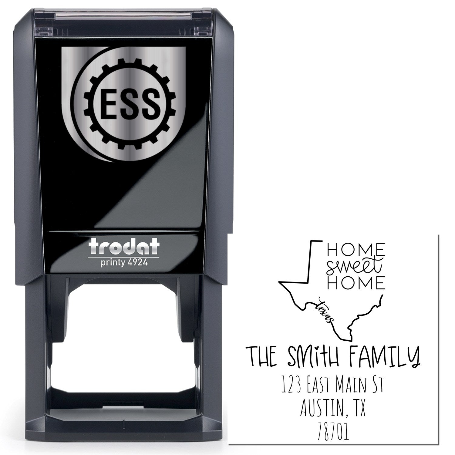 Self-Inking Texas Home Sweet Home Customized Address Return Rubber Stamp - Engineer Seal Stamps