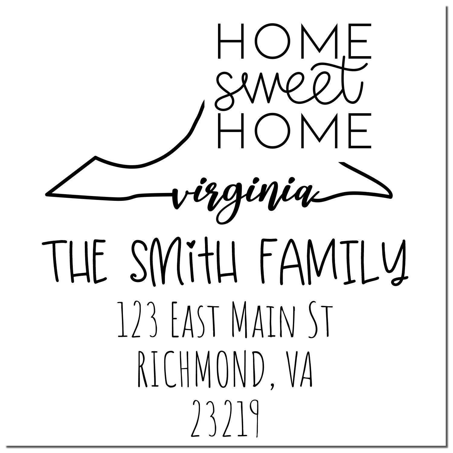 Wood Handle Virginia Home Sweet Home Customized New Home Address Stamp - Engineer Seal Stamps
