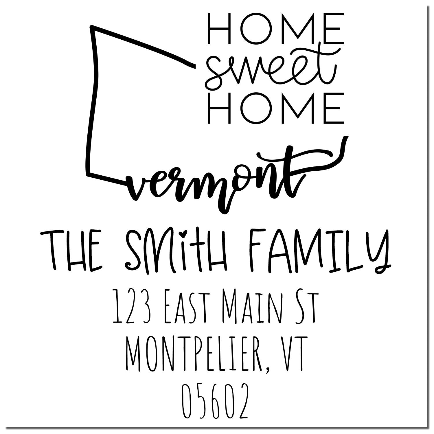 Wood Handle Vermont Home Sweet Home Customized Home Address Rubber Stamp - Engineer Seal Stamps