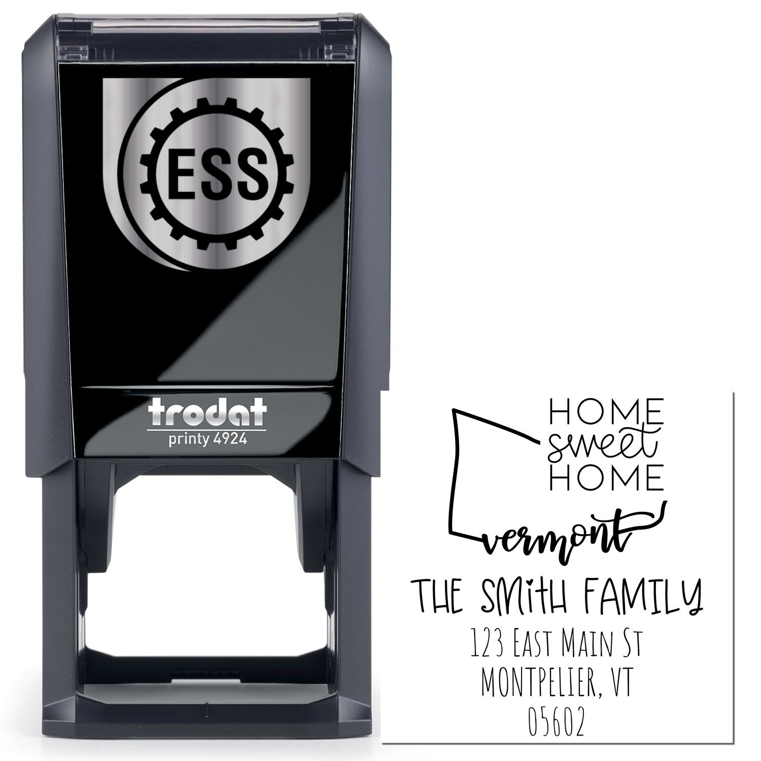 Self-Inking Vermont Home Sweet Home Customized Mailing Address Stamper - Engineer Seal Stamps