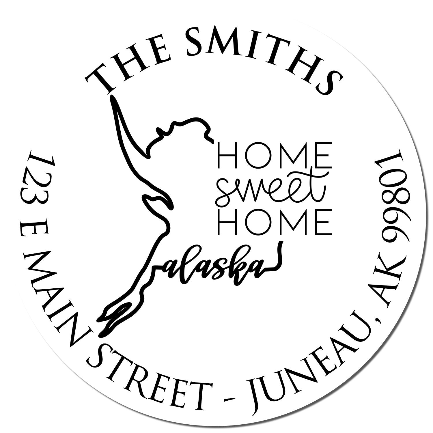 Wooden Handle Round Alaska State Home Sweet Home Address Label Stamp - Engineer Seal Stamps