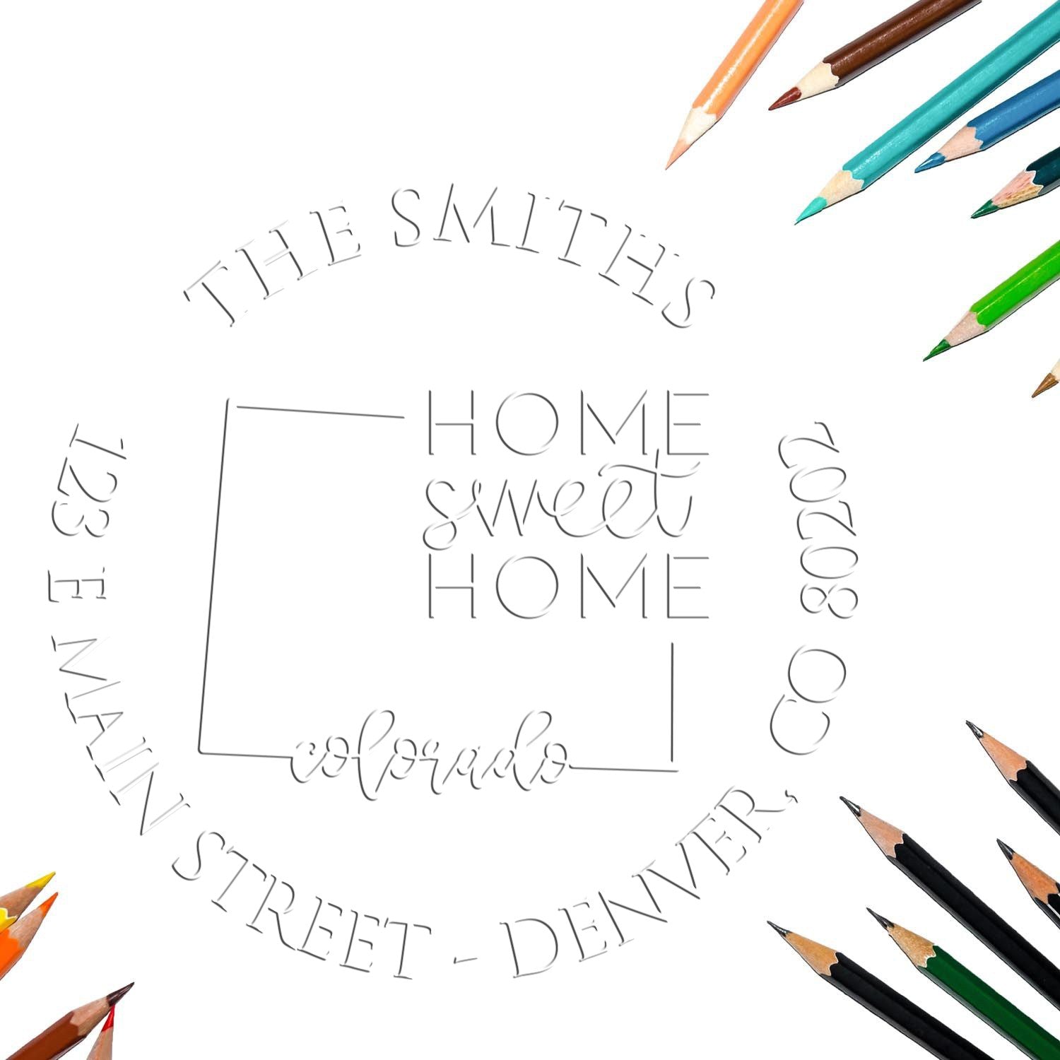 Round CO Soft Personalized Mailing Address Embossed Stamp