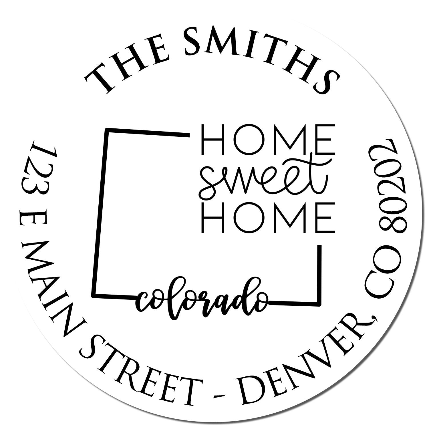 Slim Colorado State Home Sweet Home Custom-Made Mail Pre-Inked Stamp - Engineer Seal Stamps
