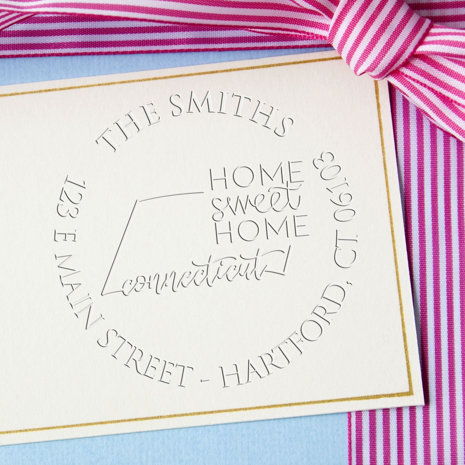 Round CT Soft Personalized Mailing Address Embossing Stamp