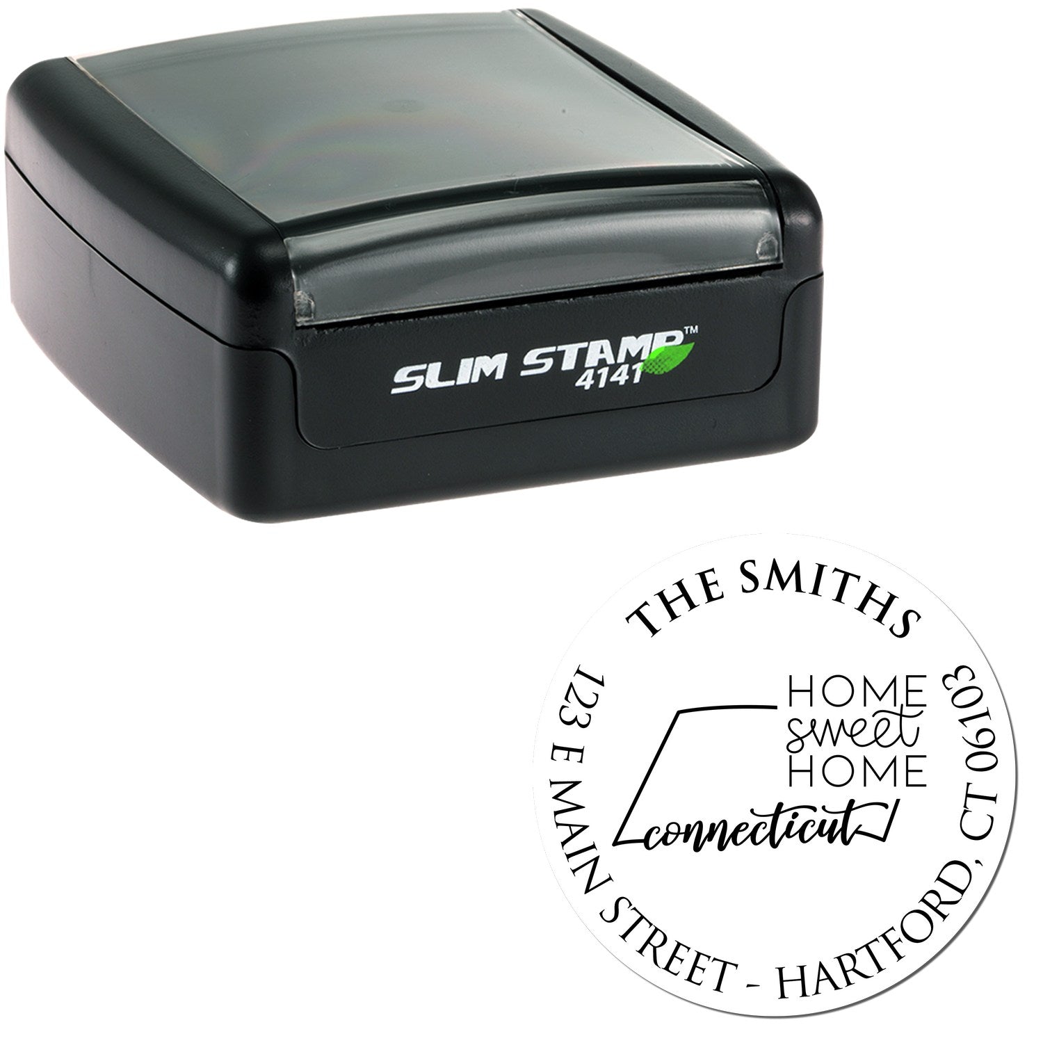 Slim Connecticut State Home Sweet Home Custom-Made Mailing Address Pre-Inked Stamp - Engineer Seal Stamps