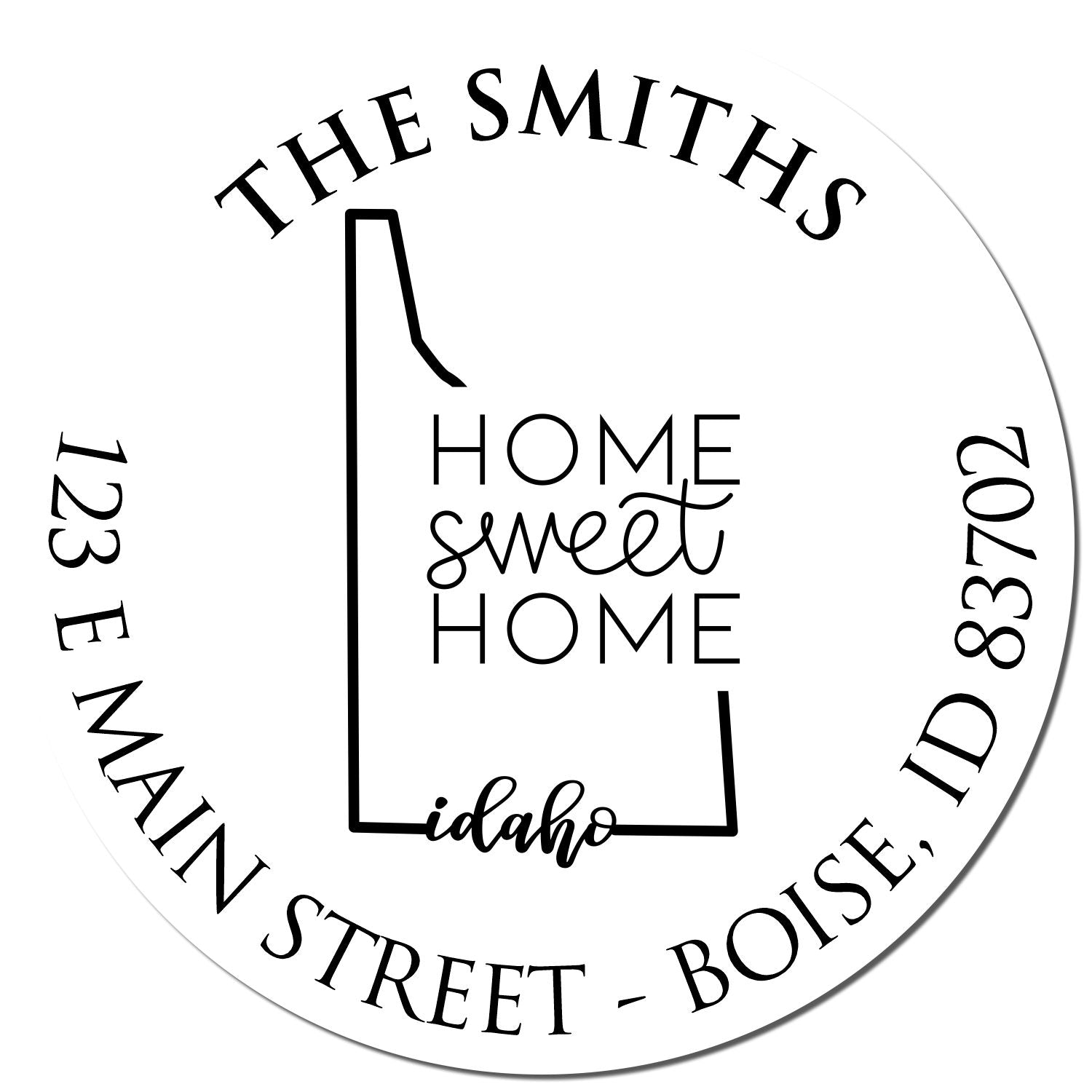 Wooden Handle Round Iowa State Home Sweet Home Custom Address Return Rubber Stamp - Engineer Seal Stamps