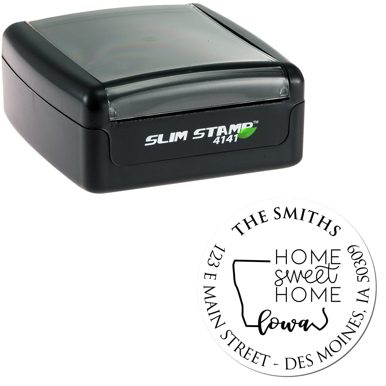 Slim Indiana State Home Sweet Home Custom-Made Name and Address Stamp - Engineer Seal Stamps