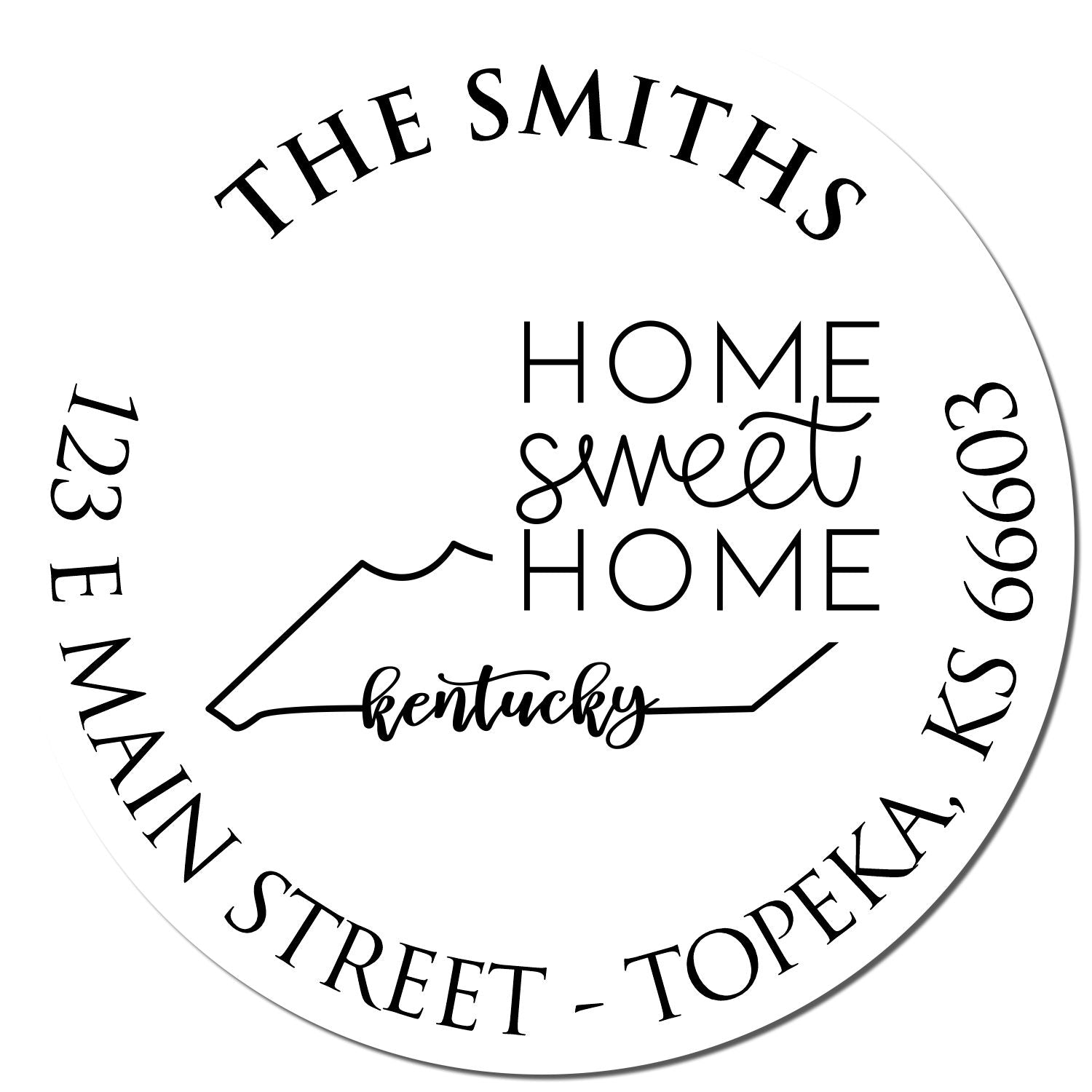 Wooden Handle Round Kansas State Home Sweet Home Custom Address Rubber Stamp - Engineer Seal Stamps