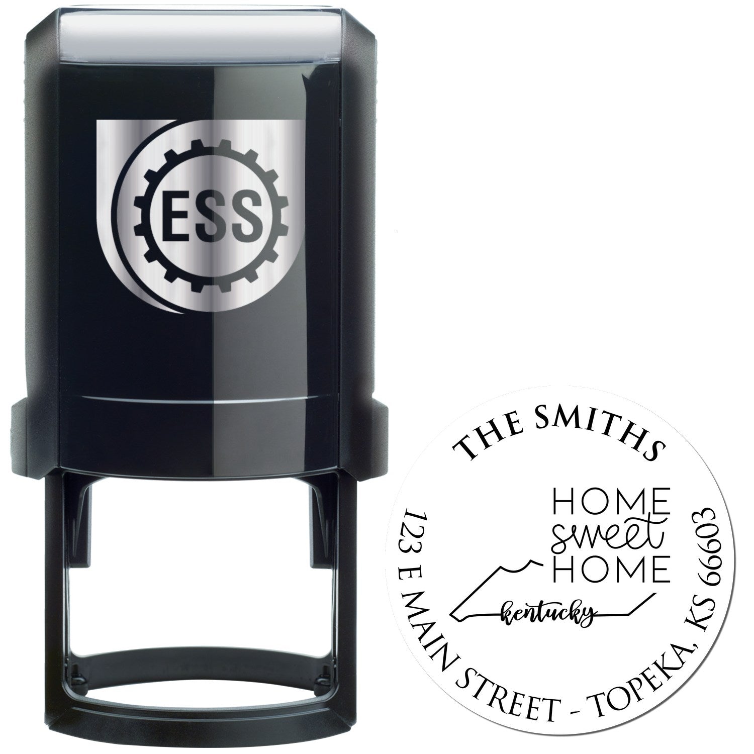 Self-Inking Round Kansas State Home Sweet Home Personalized Mailing Stamper - Engineer Seal Stamps