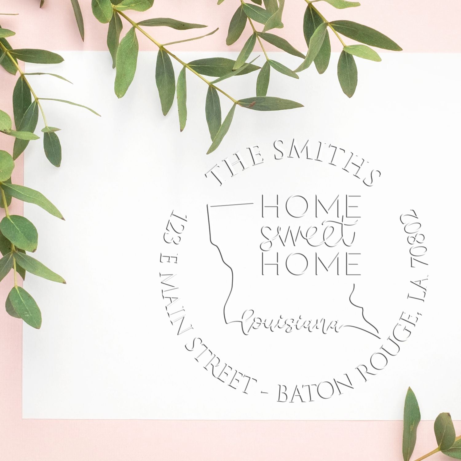 Round LA Soft Personalized Return Embossed Stamp