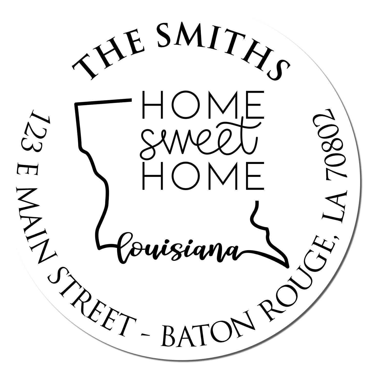 Wooden Handle Round Louisiana State Home Sweet Home Custom Address Rubber Stamp - Engineer Seal Stamps