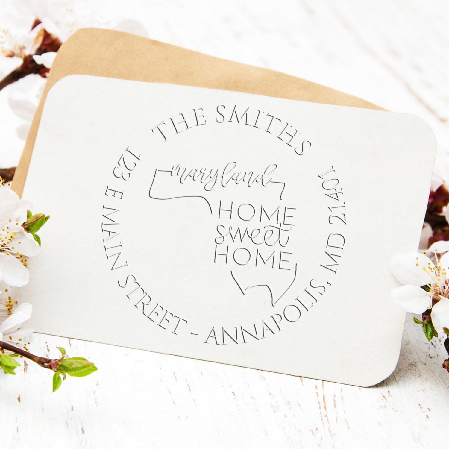 Desk MD Sweet Home Custom Mailing Address Embossed Stamp - Engineer Seal Stamps