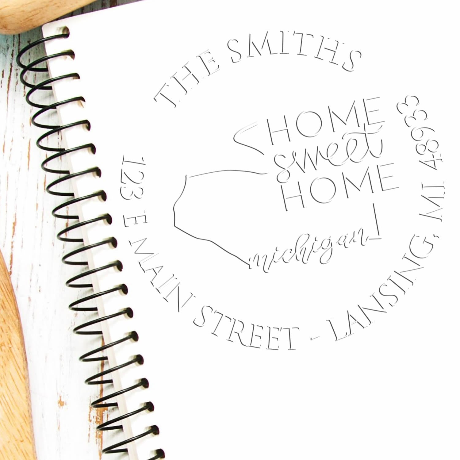 Desk MI Sweet Home Custom Mailing Address Embosser Seal Stamp - Engineer Seal Stamps