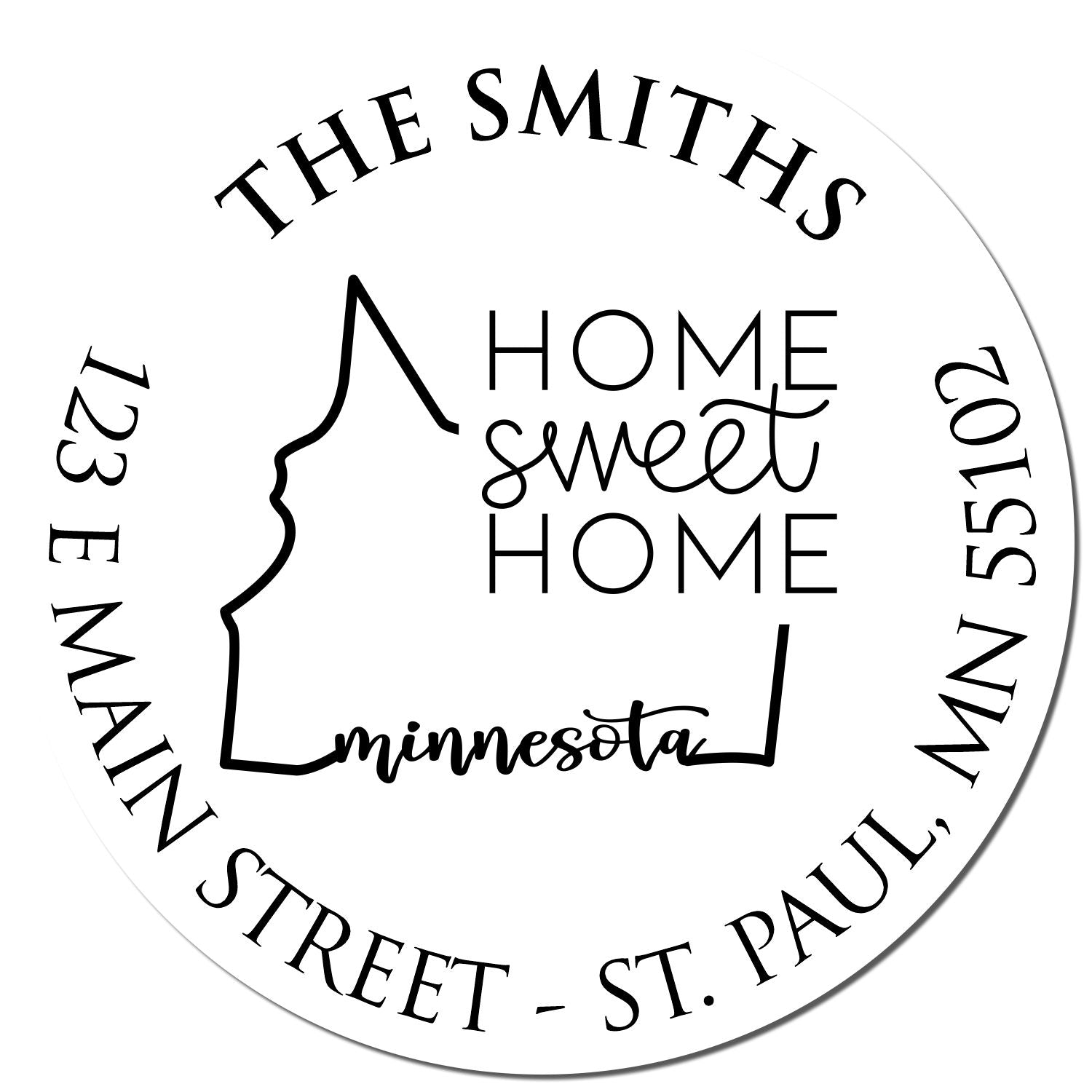 Wooden Handle Round Minnesota State Home Sweet Home Custom Home Address Stamp - Engineer Seal Stamps