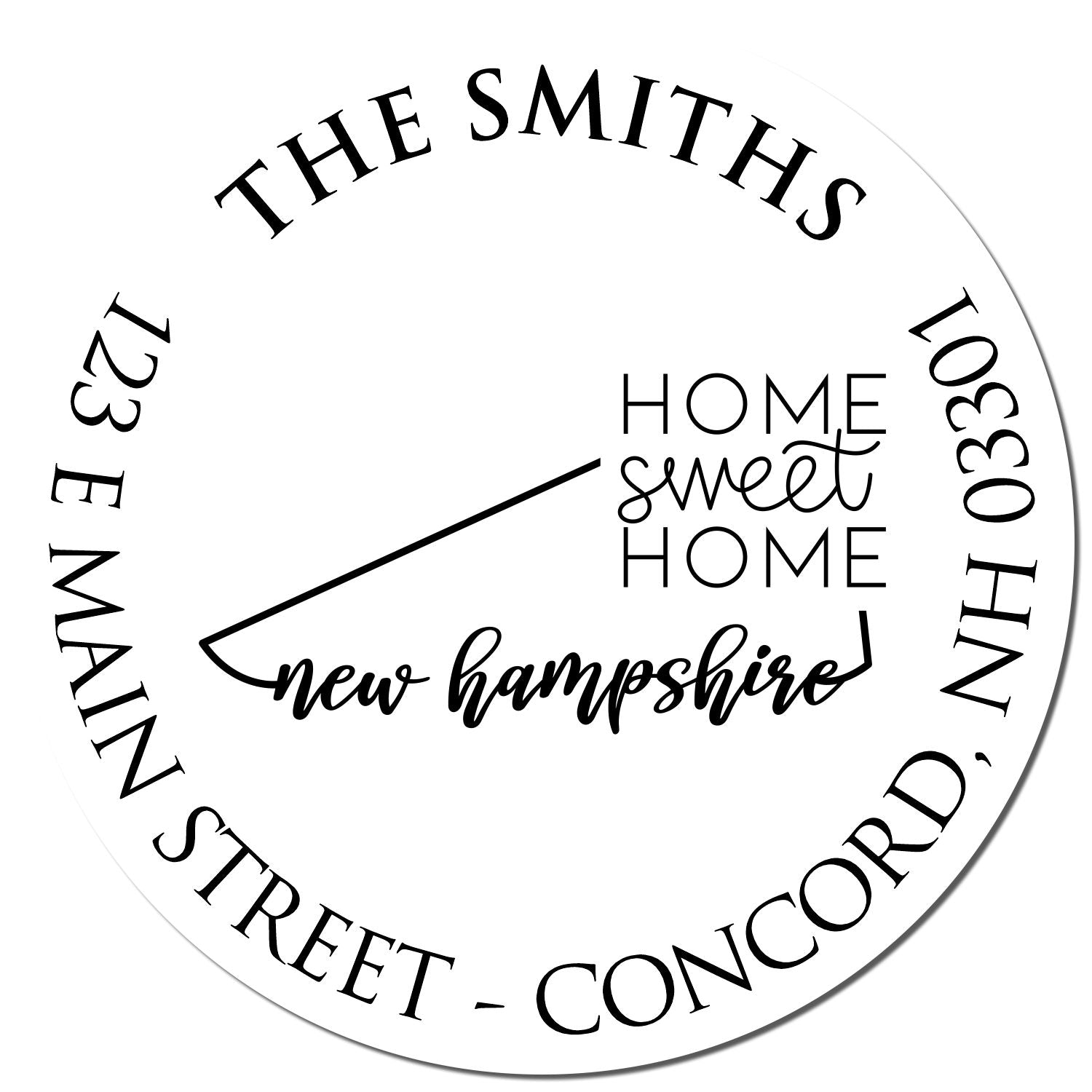 Wooden Handle Round New Hampshire State Home Sweet Home Custom Mail Stamp - Engineer Seal Stamps