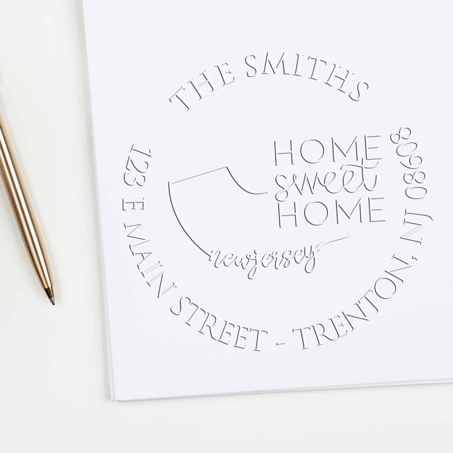 Round NJ Soft Personalizable Mailing Embossed Stamp