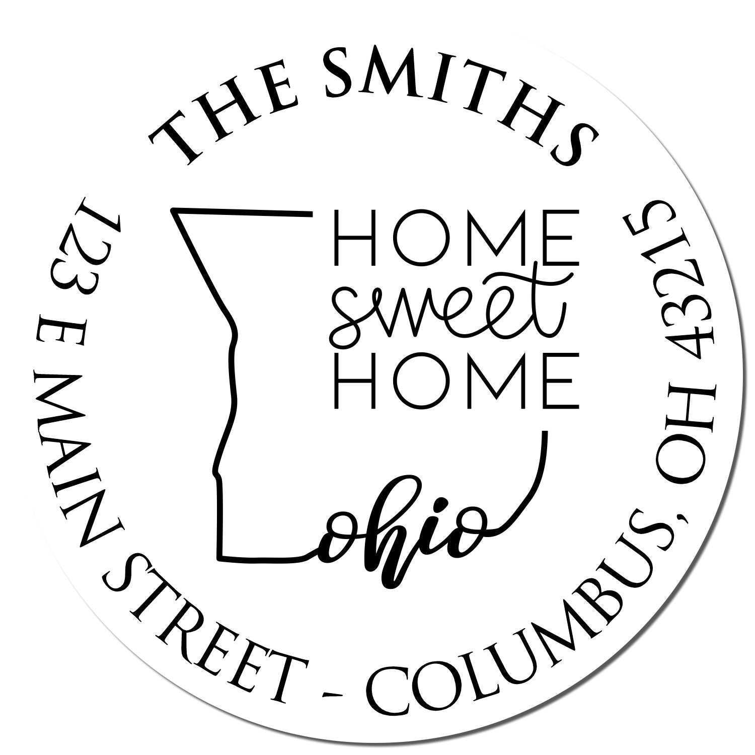 Round PSI Ohio State Home Sweet Home Personalized Home Address Stamper - Engineer Seal Stamps