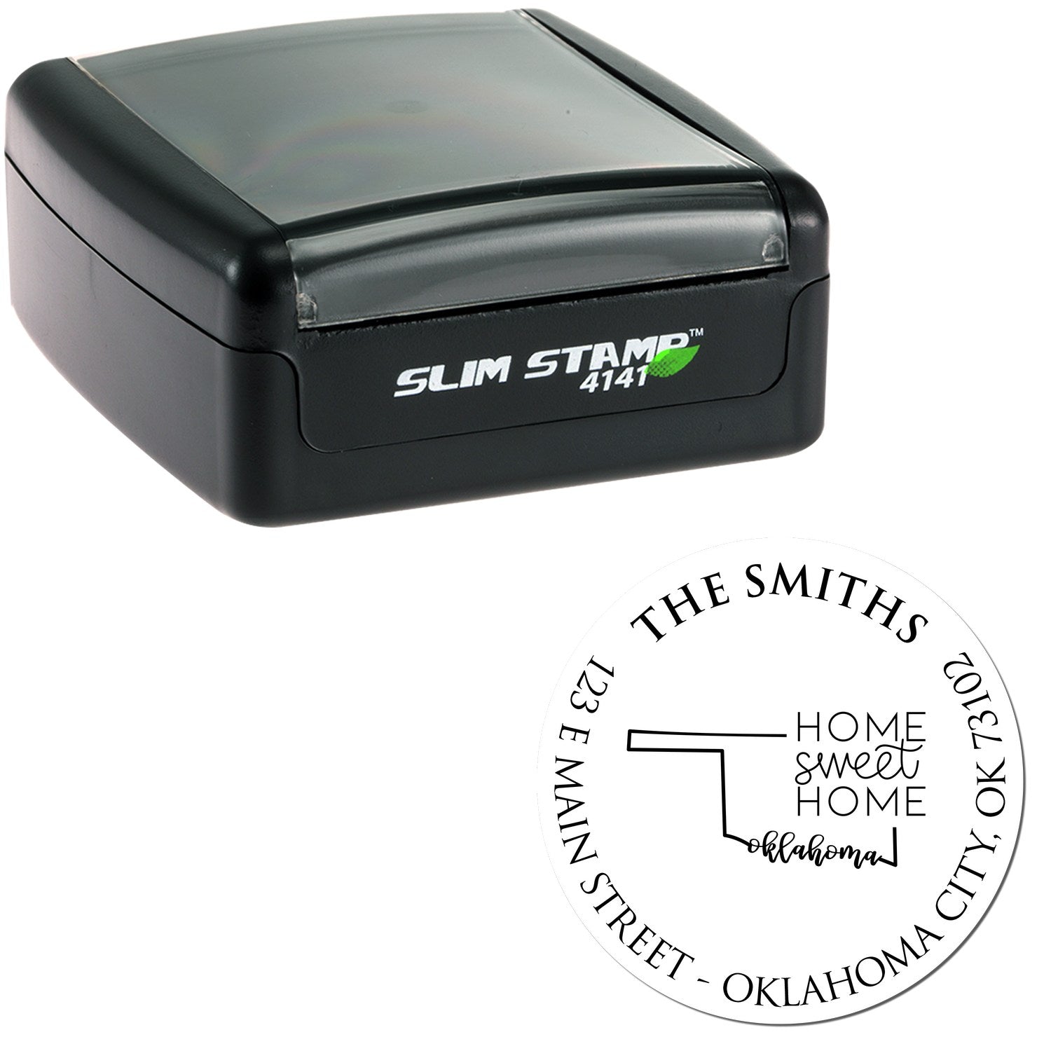 Slim Oklahoma State Home Sweet Home Mail Pre-Inked Stamp - Engineer Seal Stamps
