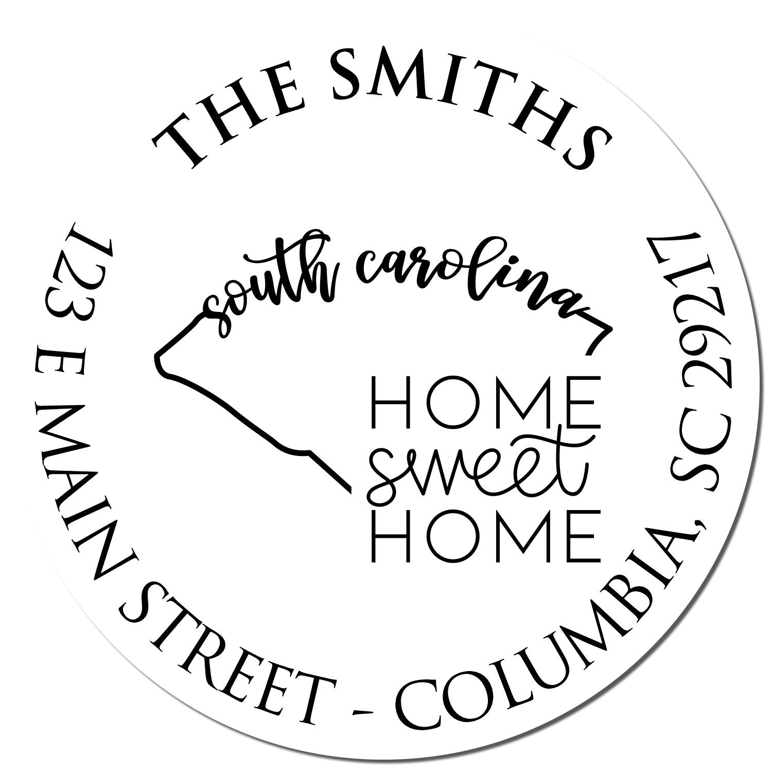 Wooden Handle Round South Carolina State Home Sweet Home Custom New Address Rubber Stamp - Engineer Seal Stamps