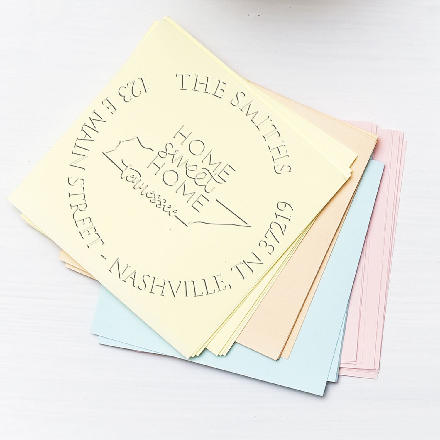 Round TN Soft Personalizable Address Embossed Stamp