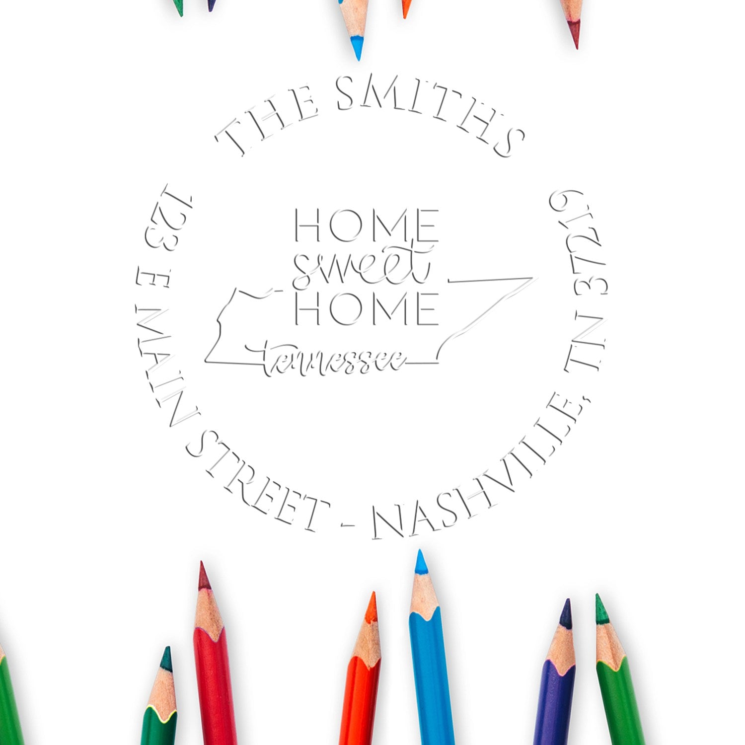Round TN Soft Personalizable Address Embossed Stamp