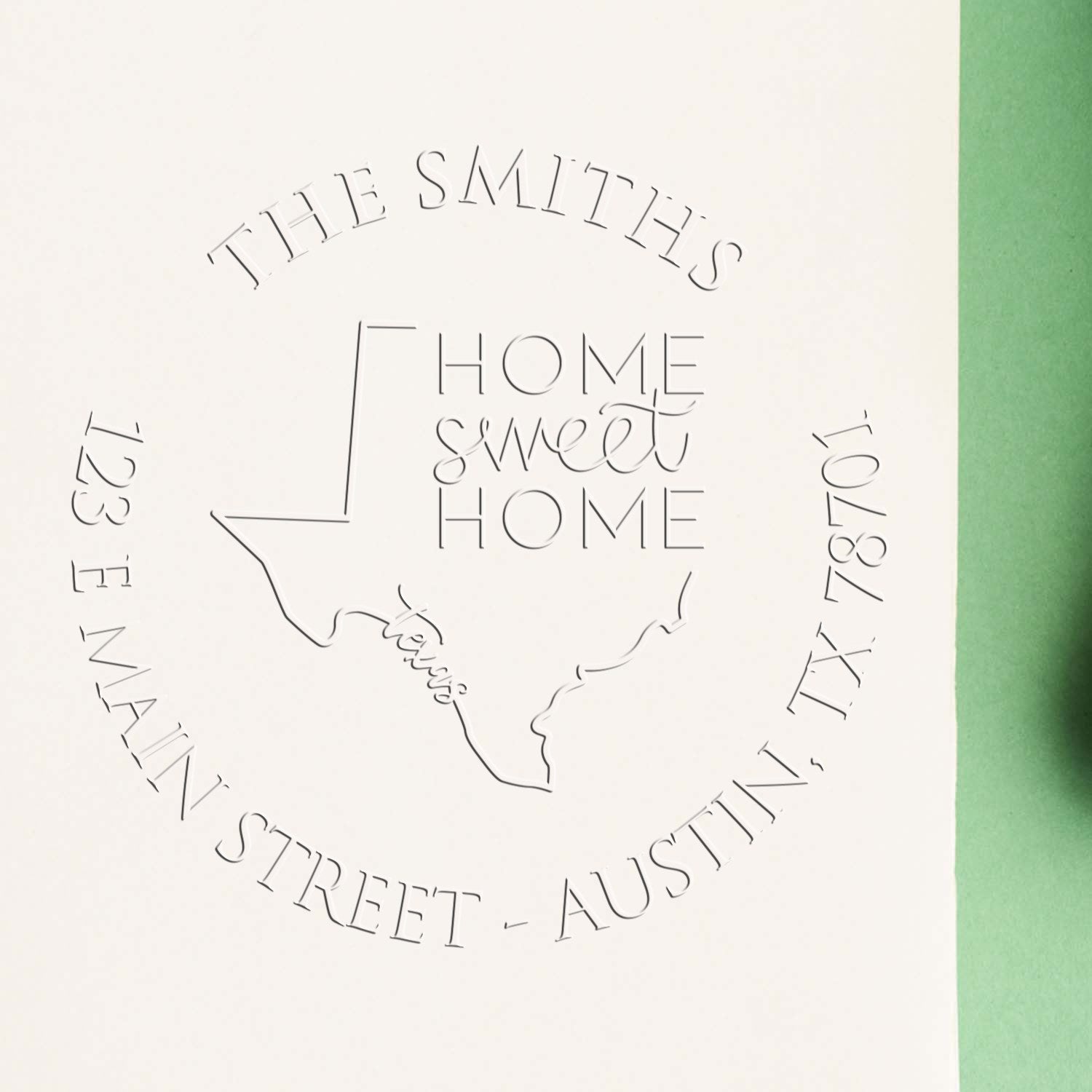 Round TX Soft Personalizable Address Embossing Stamp