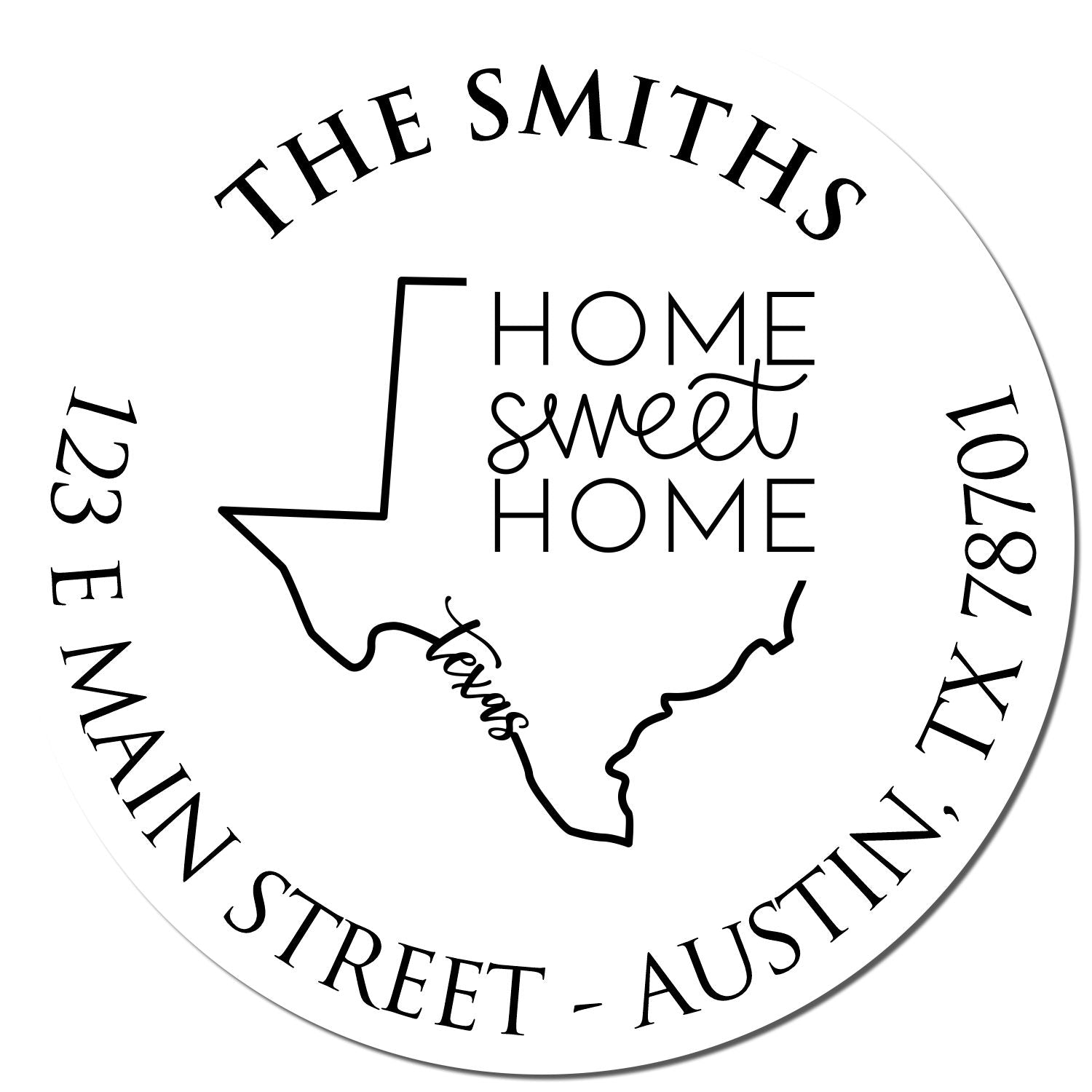 Wooden Handle Round Texas State Home Sweet Home Custom New Home Address Rubber Stamp - Engineer Seal Stamps