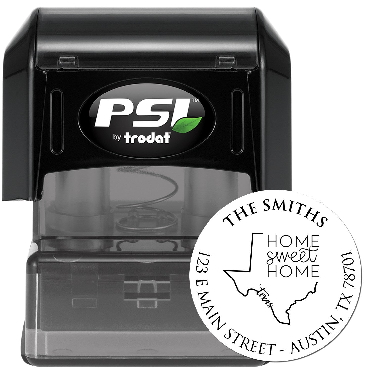 Round PSI Texas State Home Sweet Home Personalized Mailing Address Stamp - Engineer Seal Stamps
