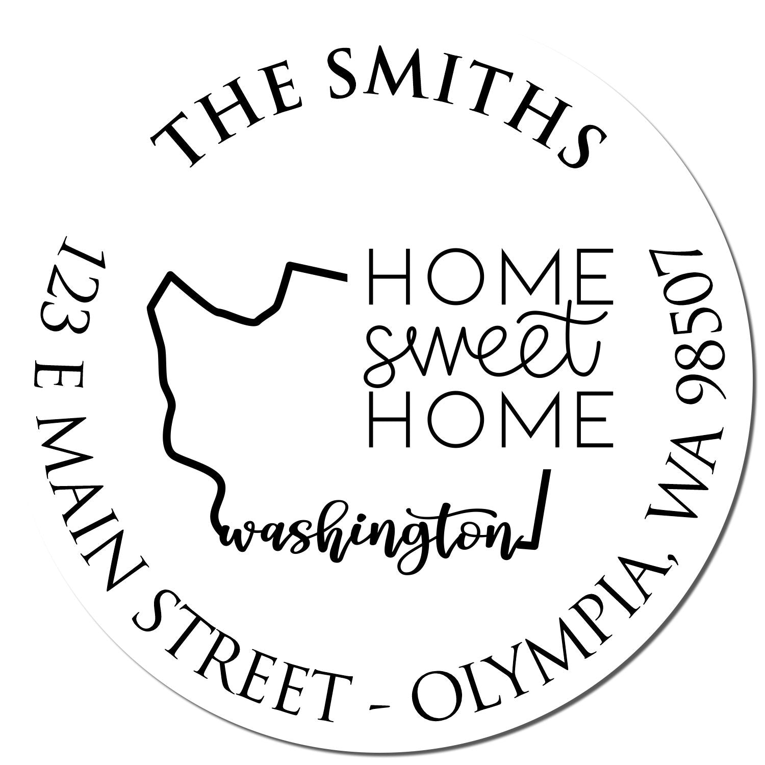 Slim Washington State Home Sweet Home New Address Stamp - Engineer Seal Stamps