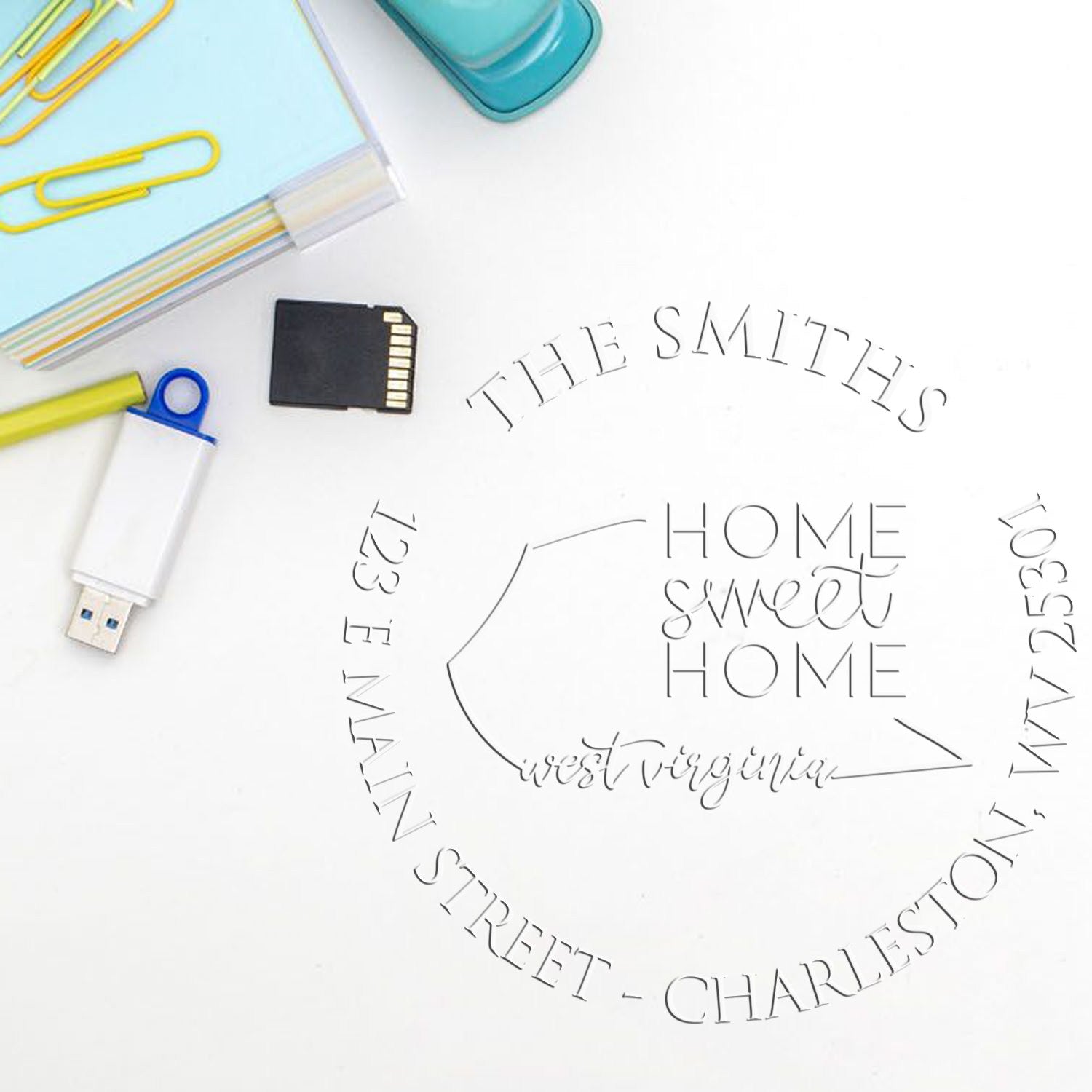 Round WV Soft Personalizable Home Address Embosser Seal