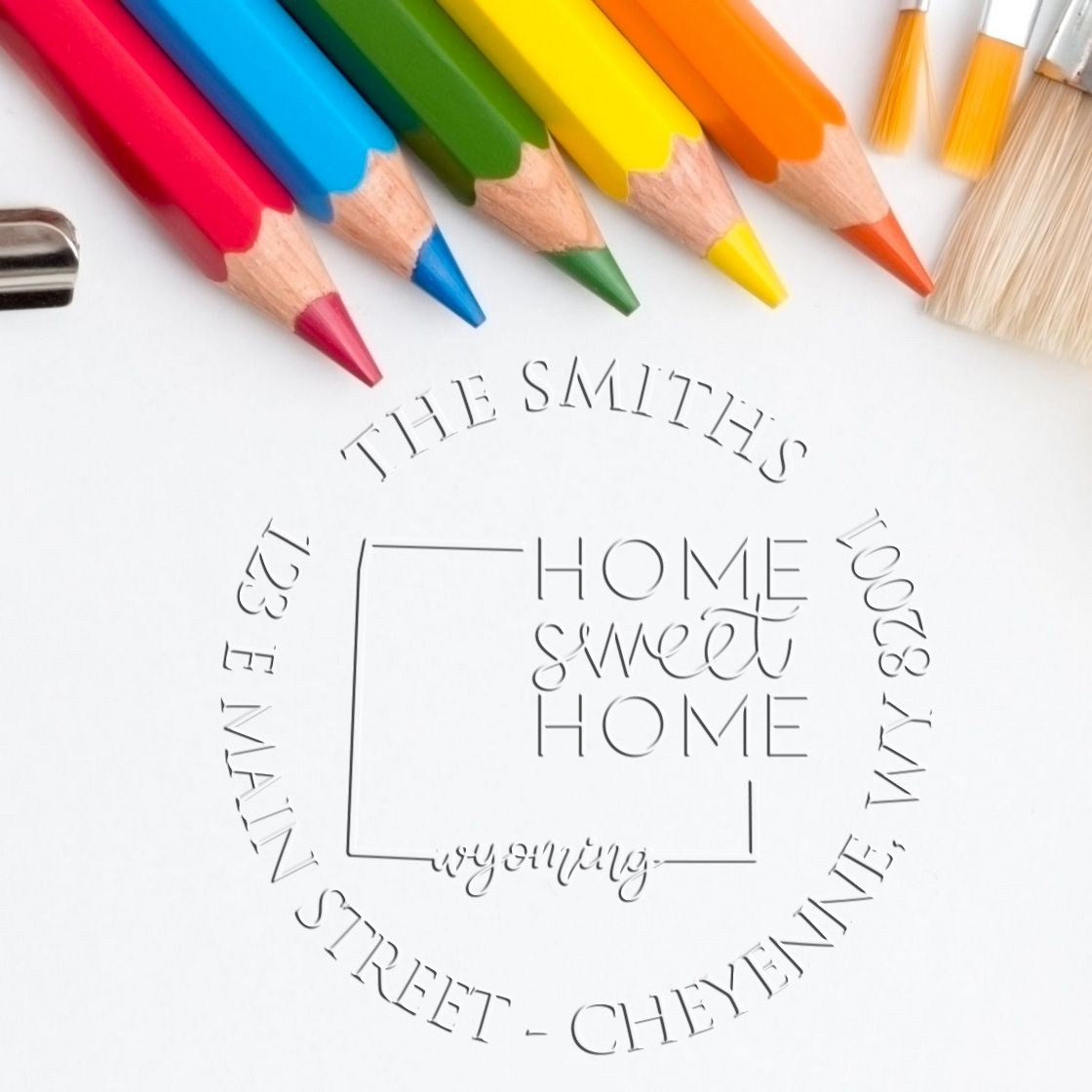 Round WY Soft Personalizable Home Address Stamp Embosser