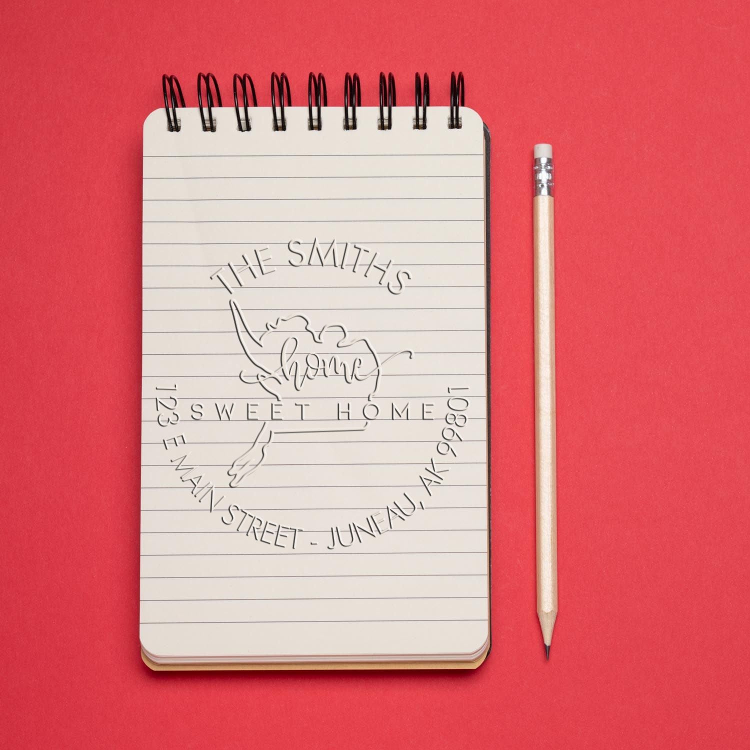 Home Sweet Home Alaska Hybrid Personalizable Name and Address Embossing Stamp - Engineer Seal Stamps