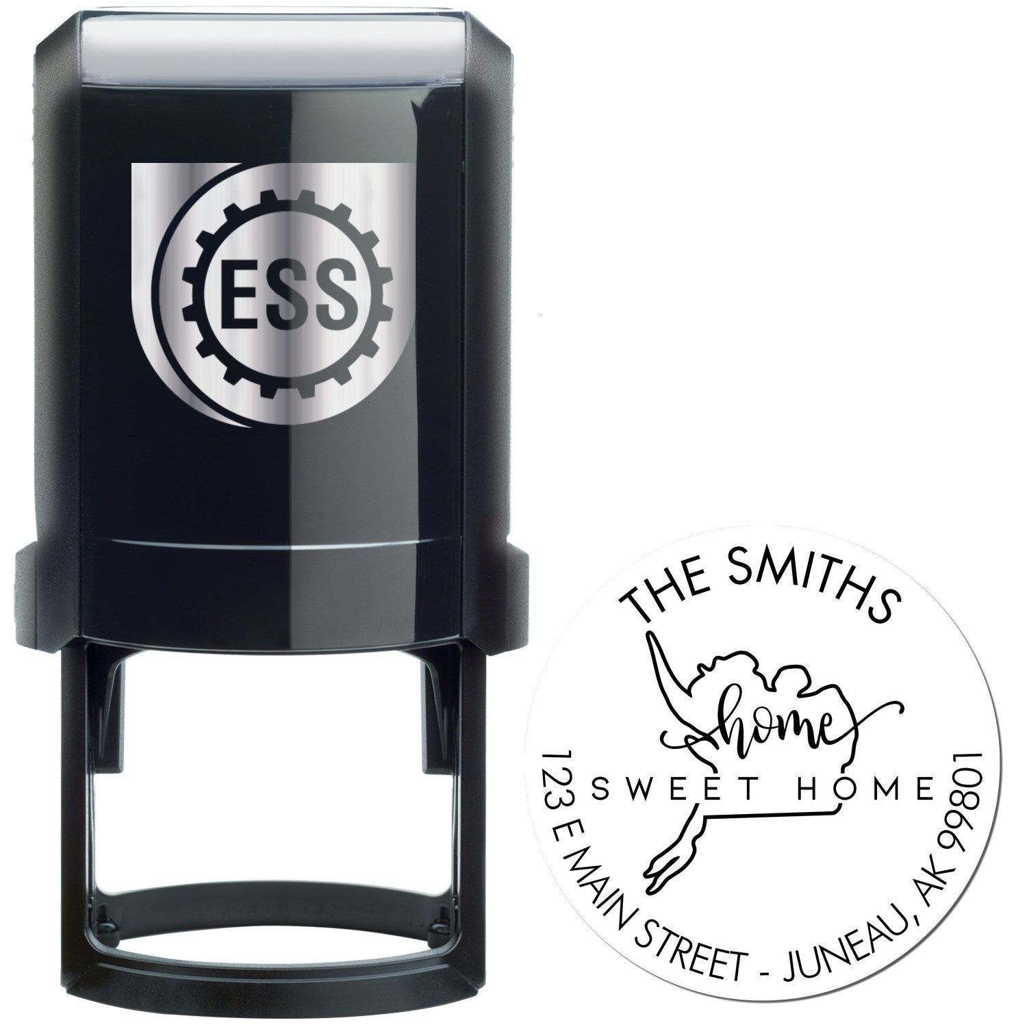 Self-Inking Round Home Sweet Home for Alaska Custom Home Address Rubber Stamp - Engineer Seal Stamps