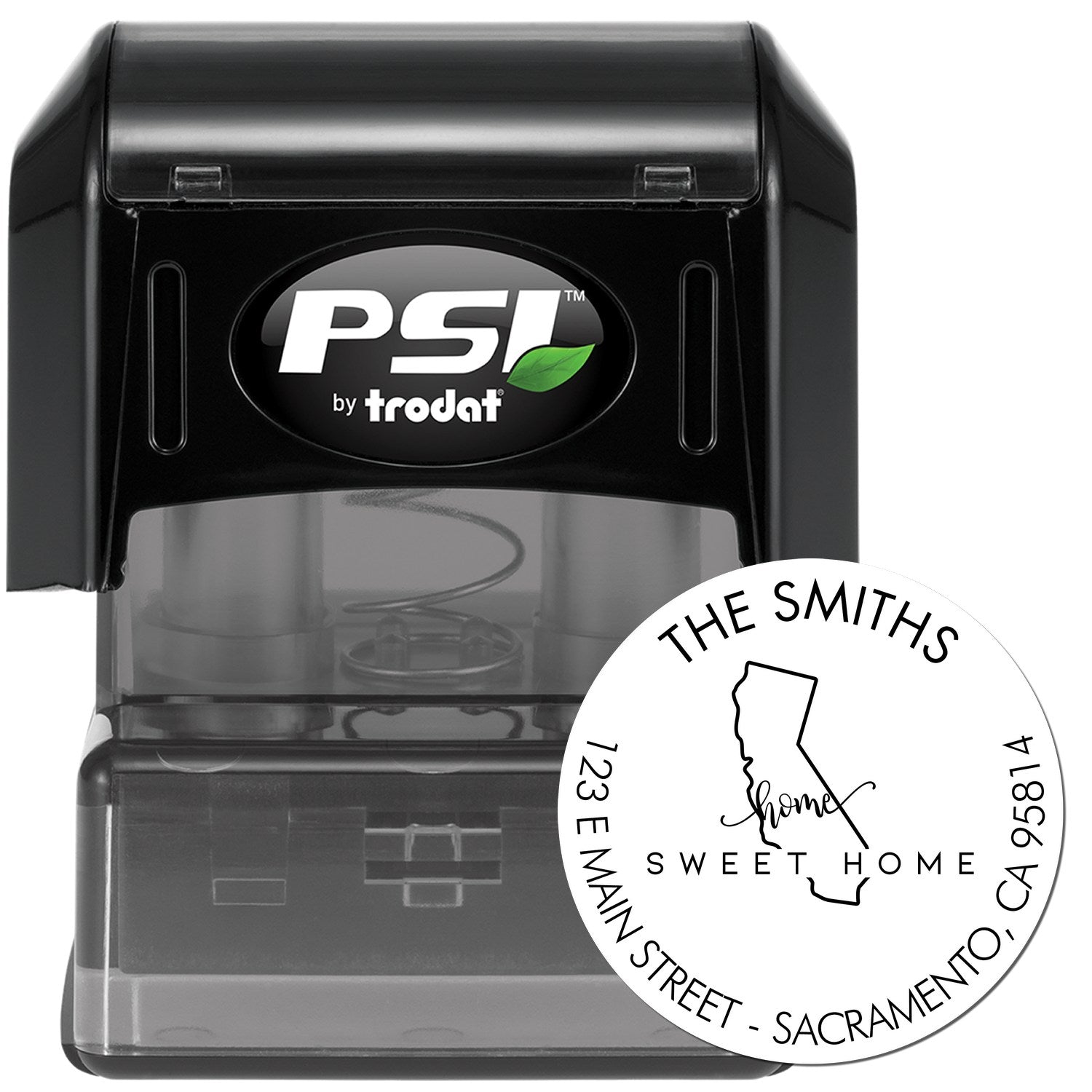 Round PSI Home Sweet Home for California Personalized New Home Address Stamper - Engineer Seal Stamps