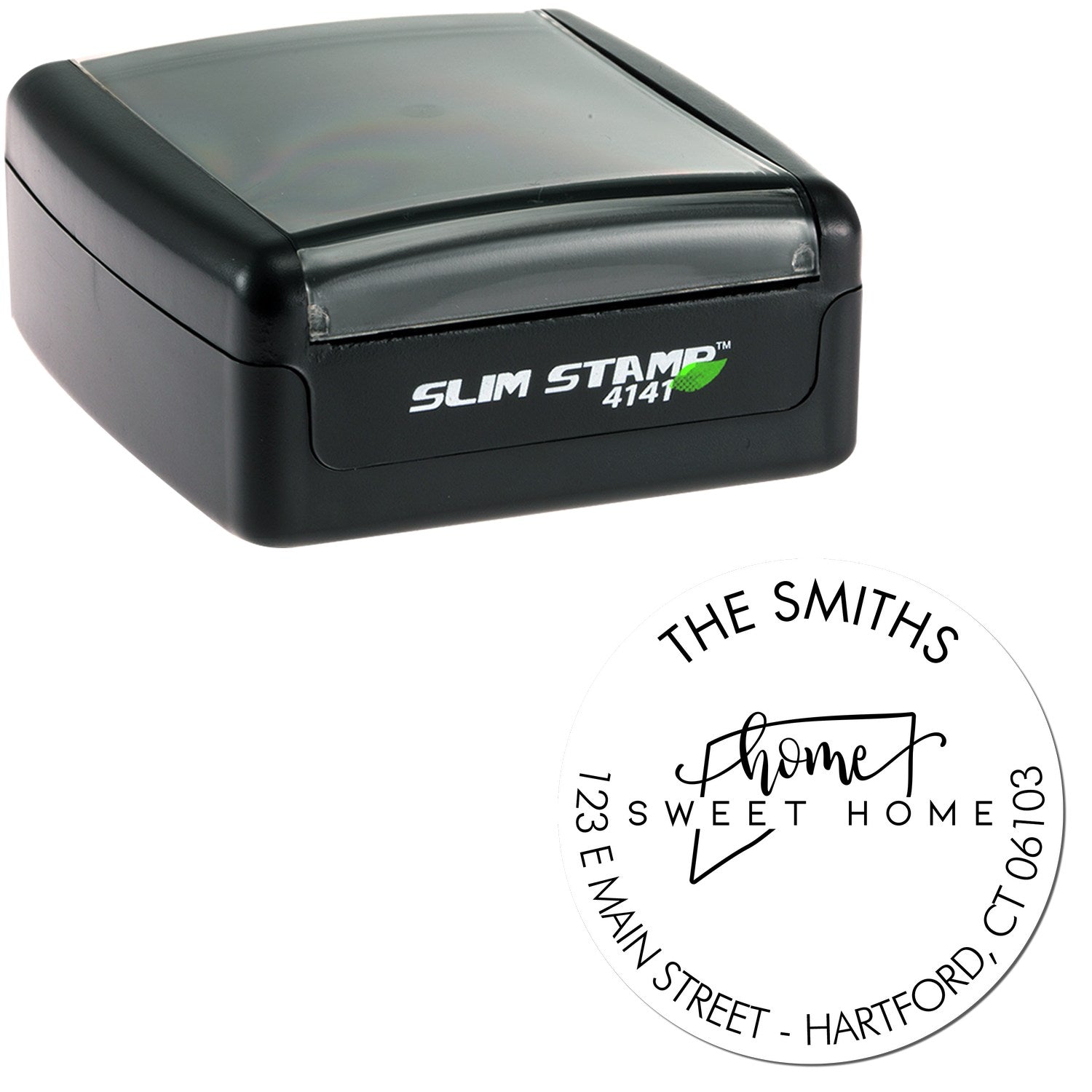 Slim Home Sweet Home for Connecticut Personalized Address Pre-Inked Stamp - Engineer Seal Stamps