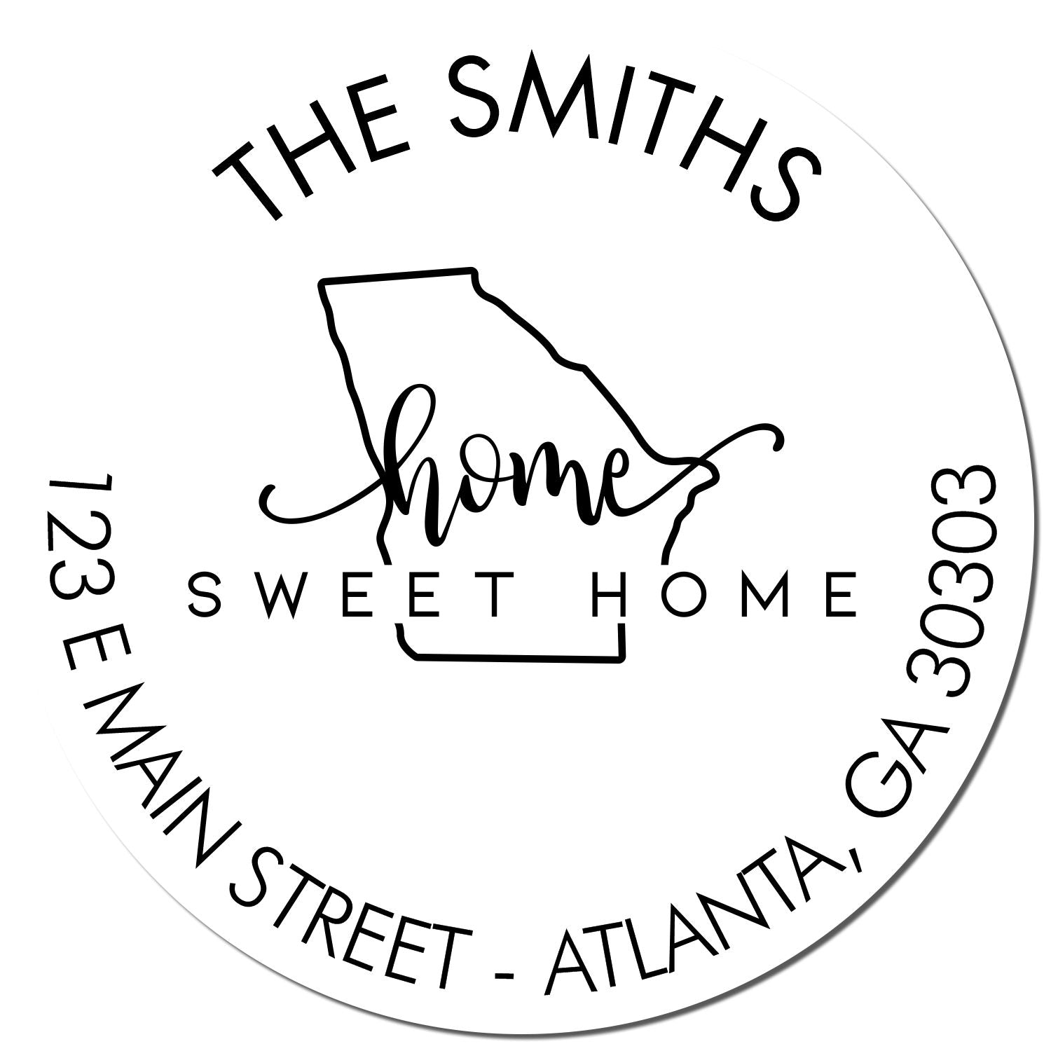 Self-Inking Round Home Sweet Home for Georgia Custom Mail Stamper - Engineer Seal Stamps