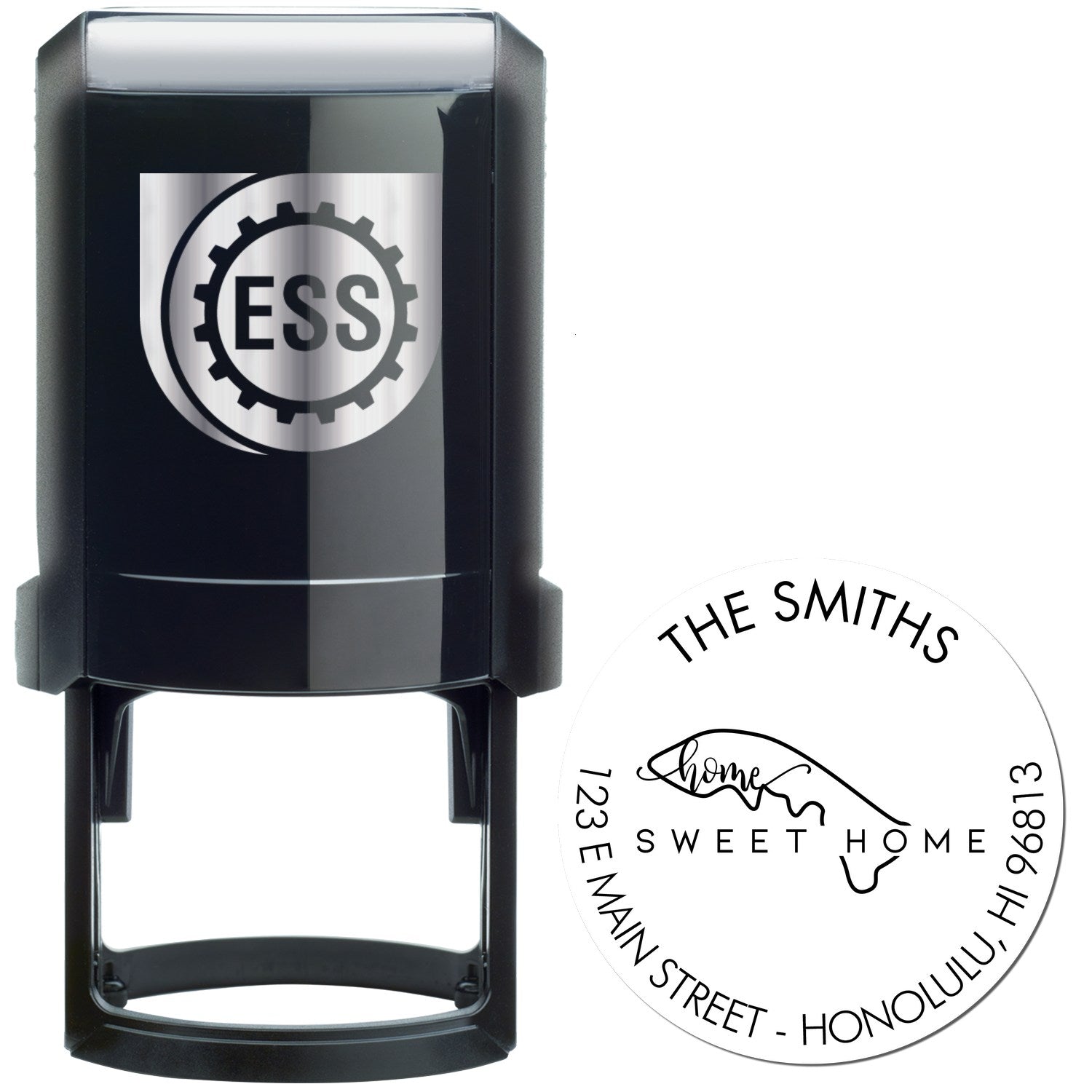 Self-Inking Round Home Sweet Home for Hawaii Custom Mailing Address Rubber Stamp - Engineer Seal Stamps