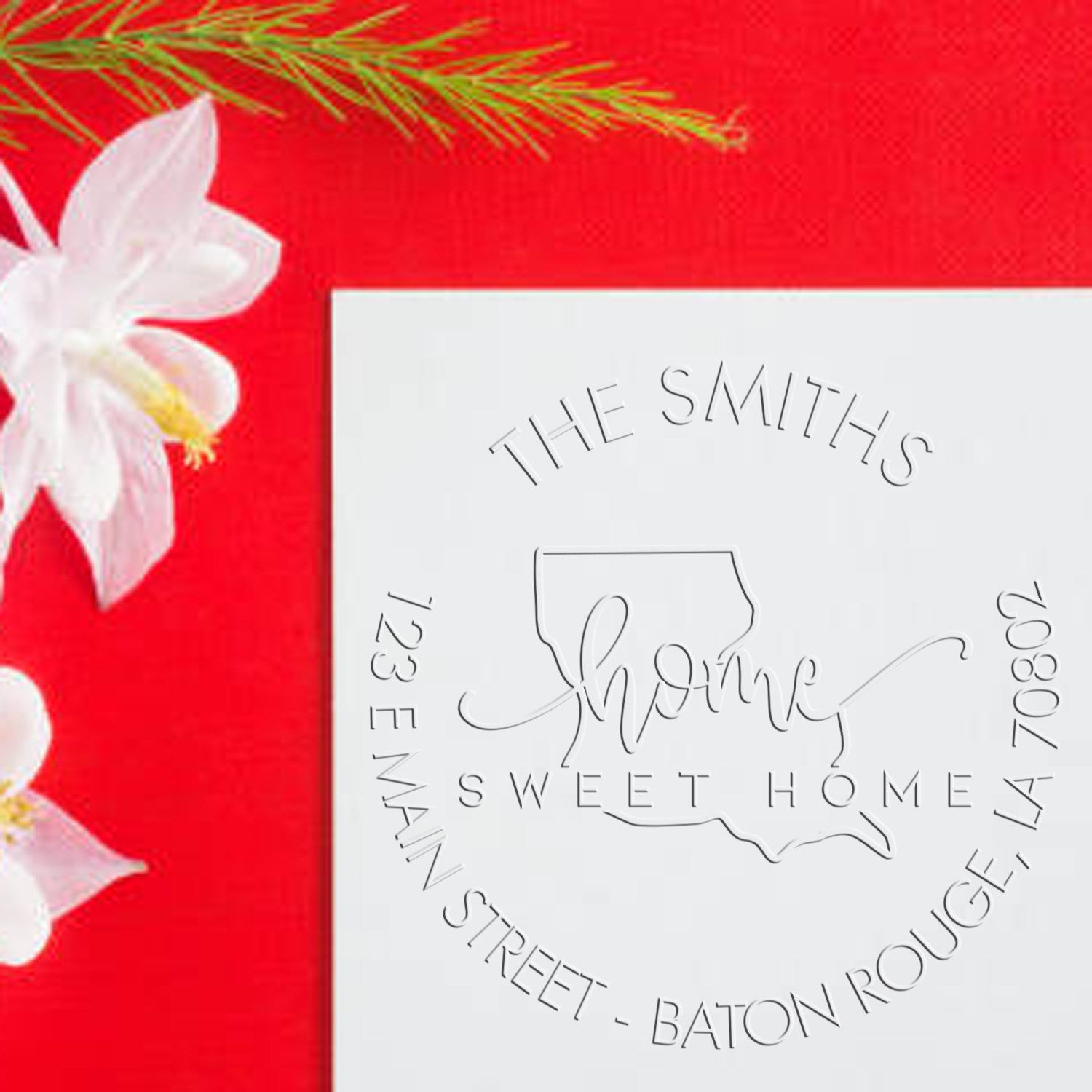 Home Sweet Home Louisiana Hybrid Personalizable Mailing Address Embosser - Engineer Seal Stamps