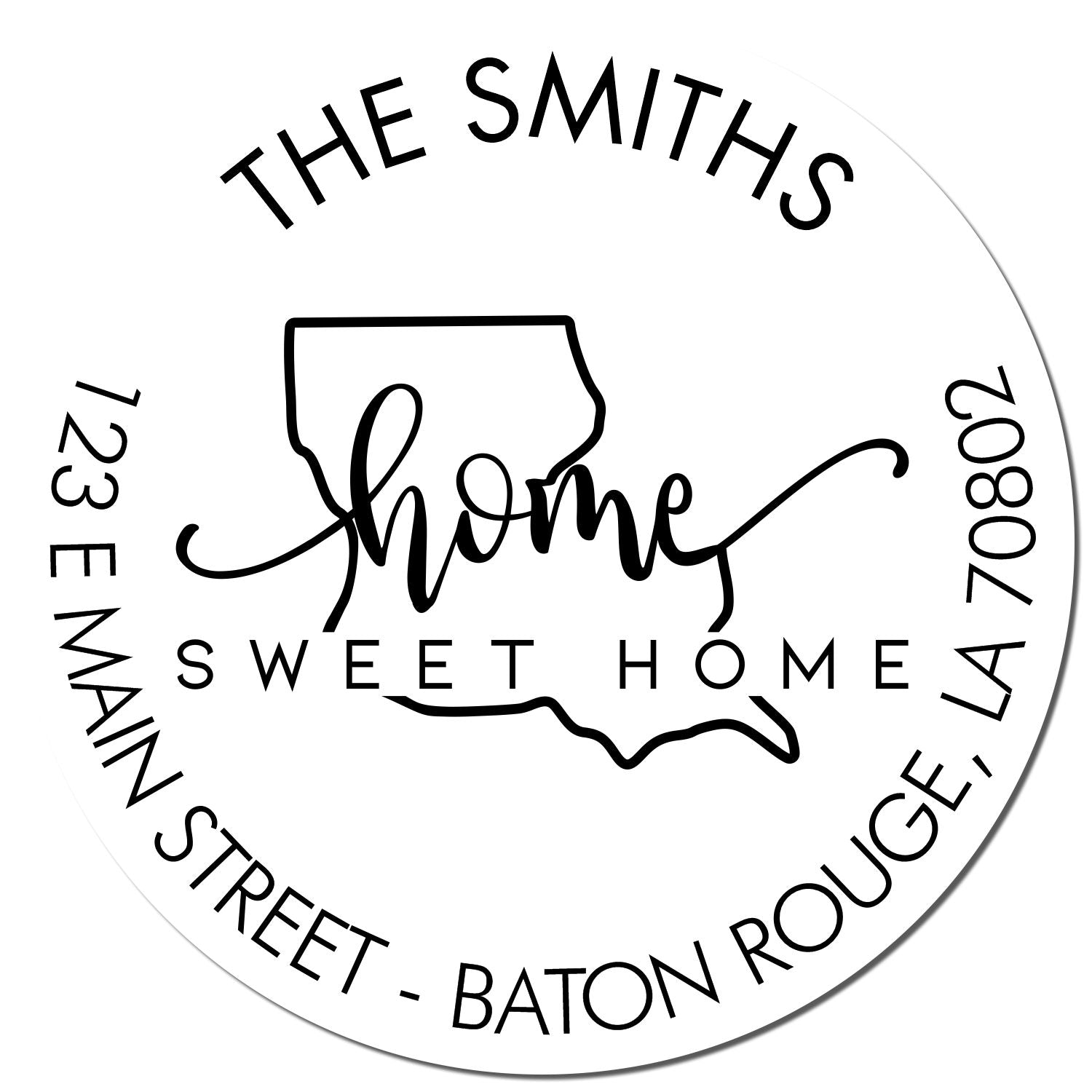 Round PSI Home Sweet Home for Louisiana Address Pre-Inked Stamp - Engineer Seal Stamps