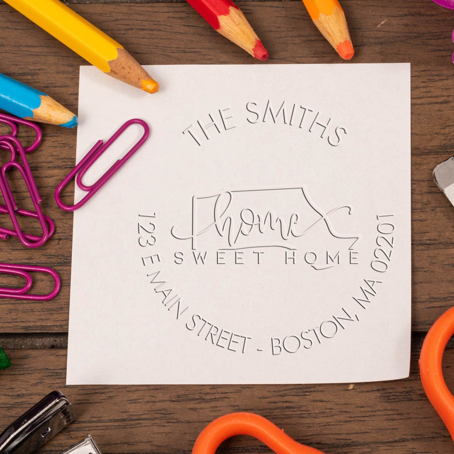 Home Sweet Home Desk Handcrafted Mail Address Seal Stamp for MA - Engineer Seal Stamps