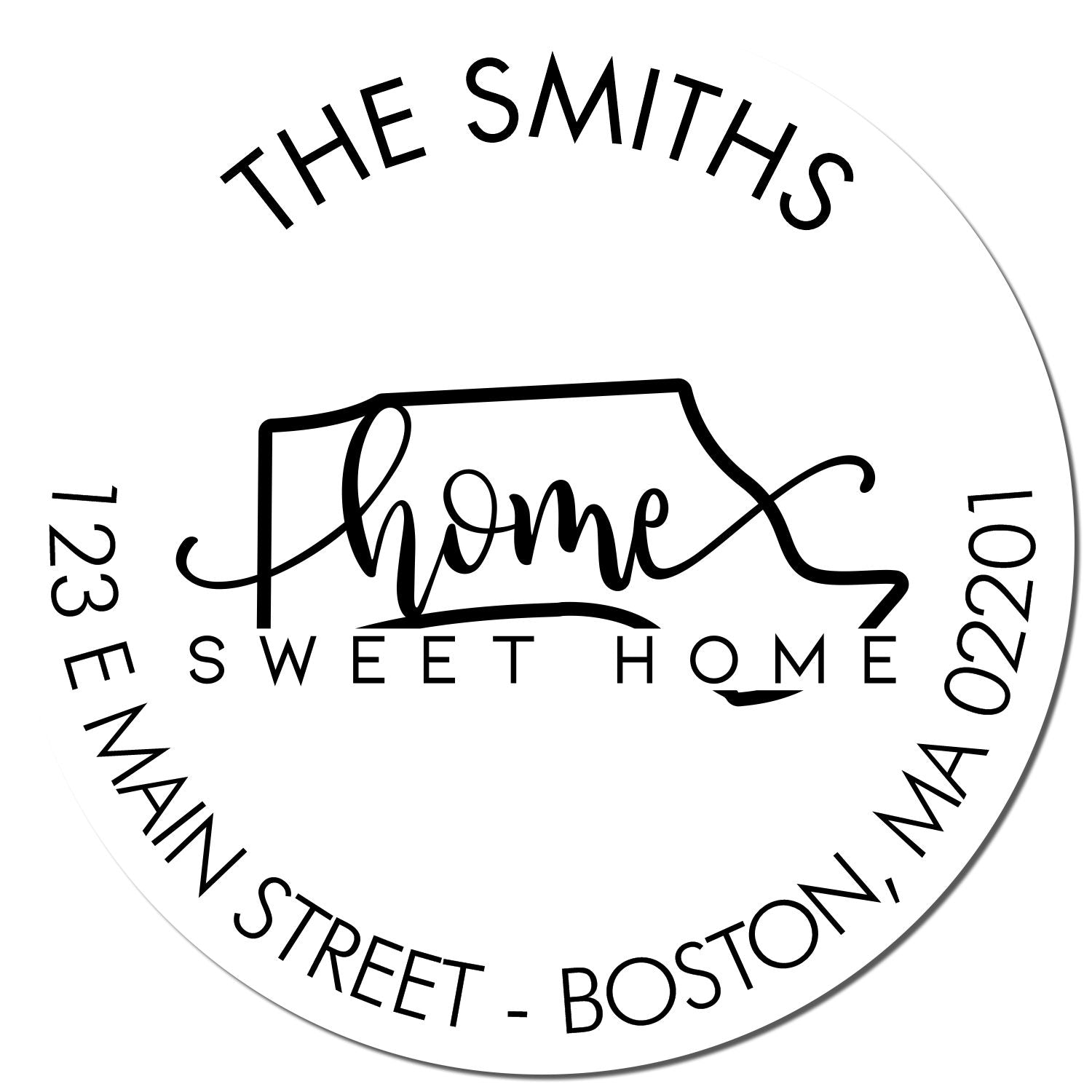 Wooden Handle Round Home Sweet Home for Massachusetts Customizable Mailing Address Rubber Stamp - Engineer Seal Stamps