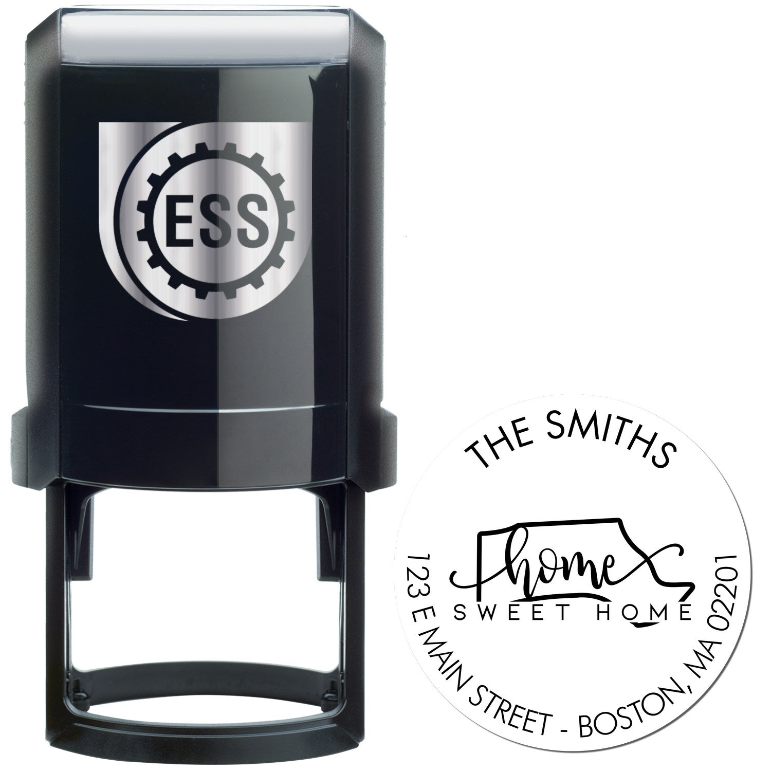 Self-Inking Round Home Sweet Home for Massachusetts Custom New Address Stamp - Engineer Seal Stamps