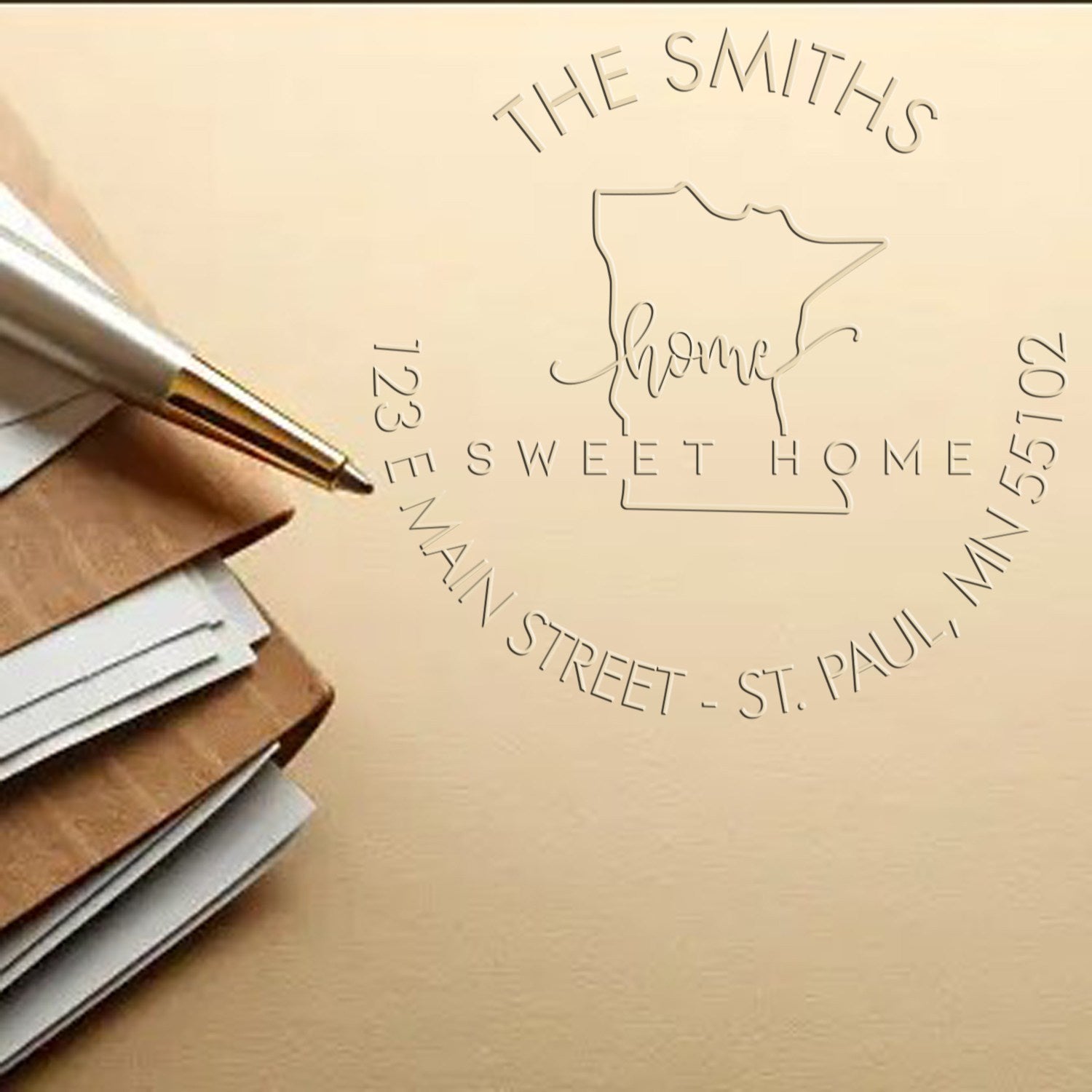 Home Sweet Home Desk Handcrafted Name and Address Embosser Seal for MN - Engineer Seal Stamps