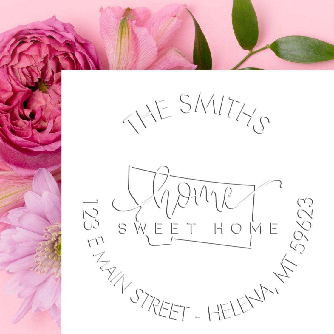 Home Sweet Home Montana Hybrid Personalizable Mailing Address Embossing Stamp - Engineer Seal Stamps