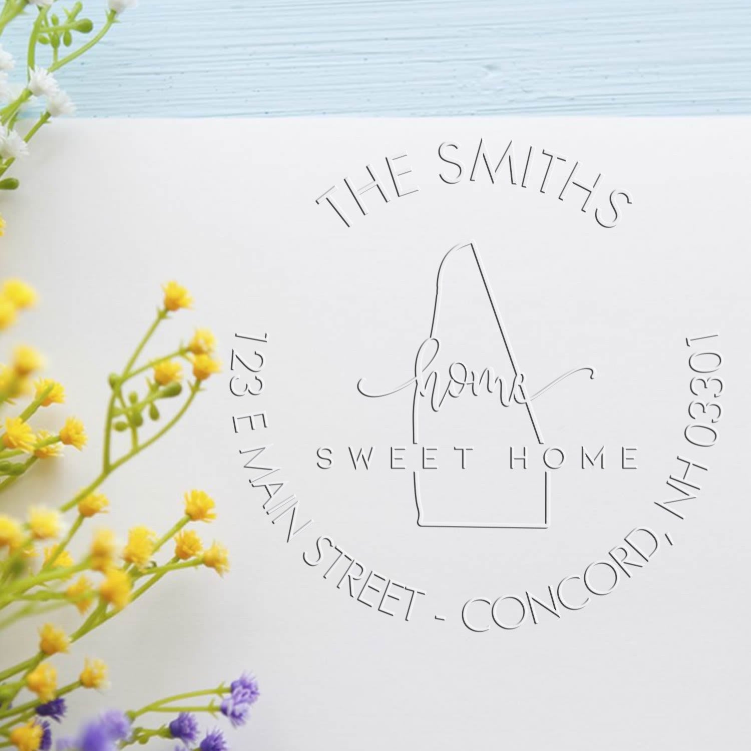 Home Sweet Home New Hampshire Hybrid Personalizable Mailing Address Seal Stamp - Engineer Seal Stamps