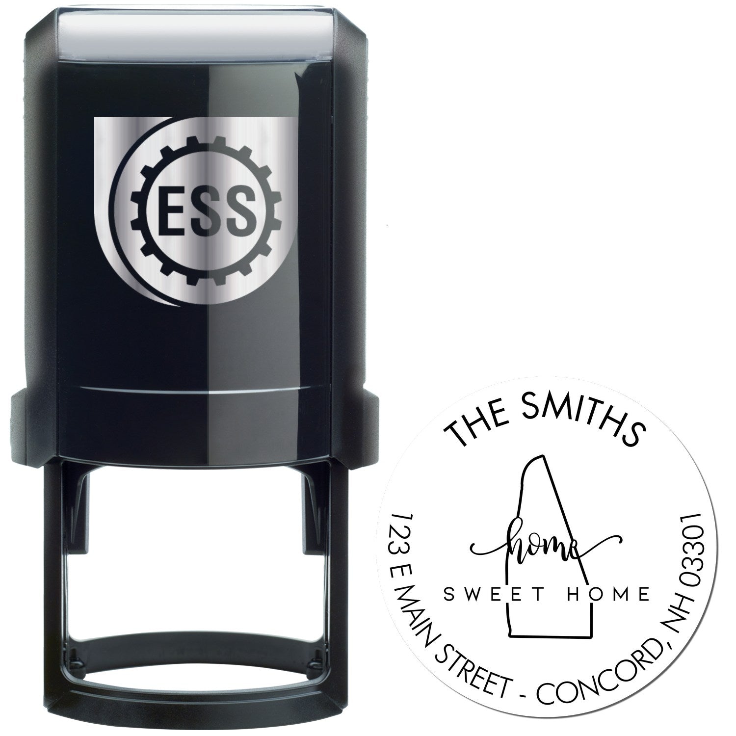 Self-Inking Round Home Sweet Home for New Hampshire Customizable Address Label Rubber Stamp - Engineer Seal Stamps