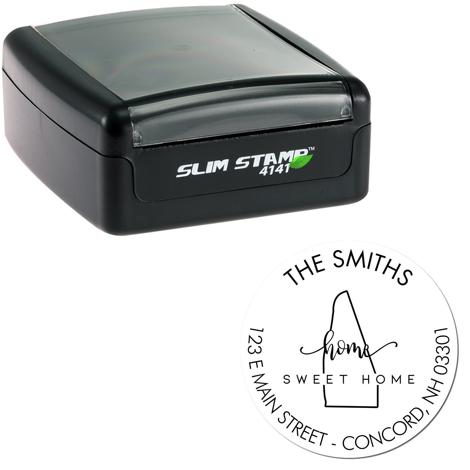 Slim Home Sweet Home for New Hampshire Personalized Name and Address Stamp - Engineer Seal Stamps