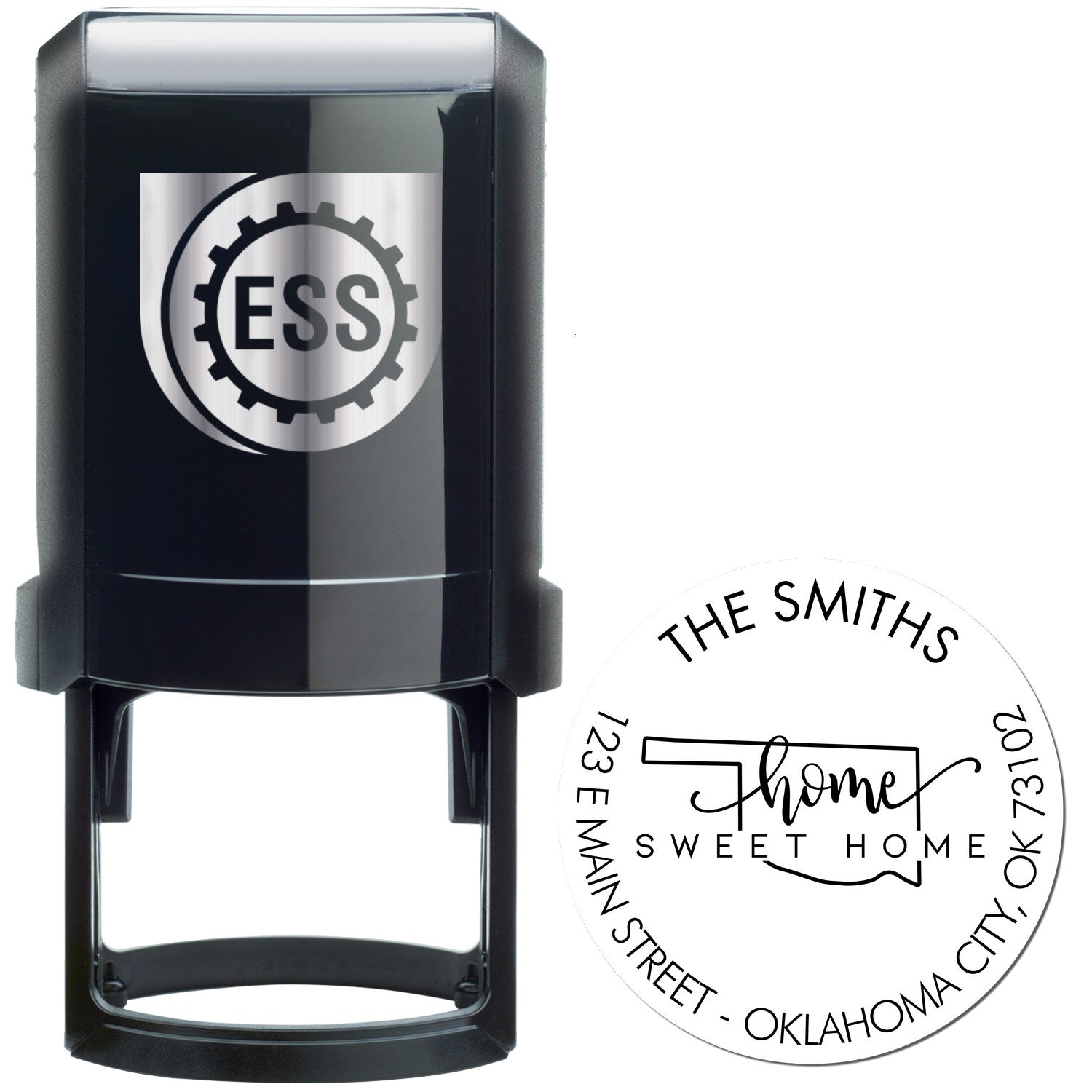 Self-Inking Round Home Sweet Home for Oklahoma Customizable Address Stamp - Engineer Seal Stamps